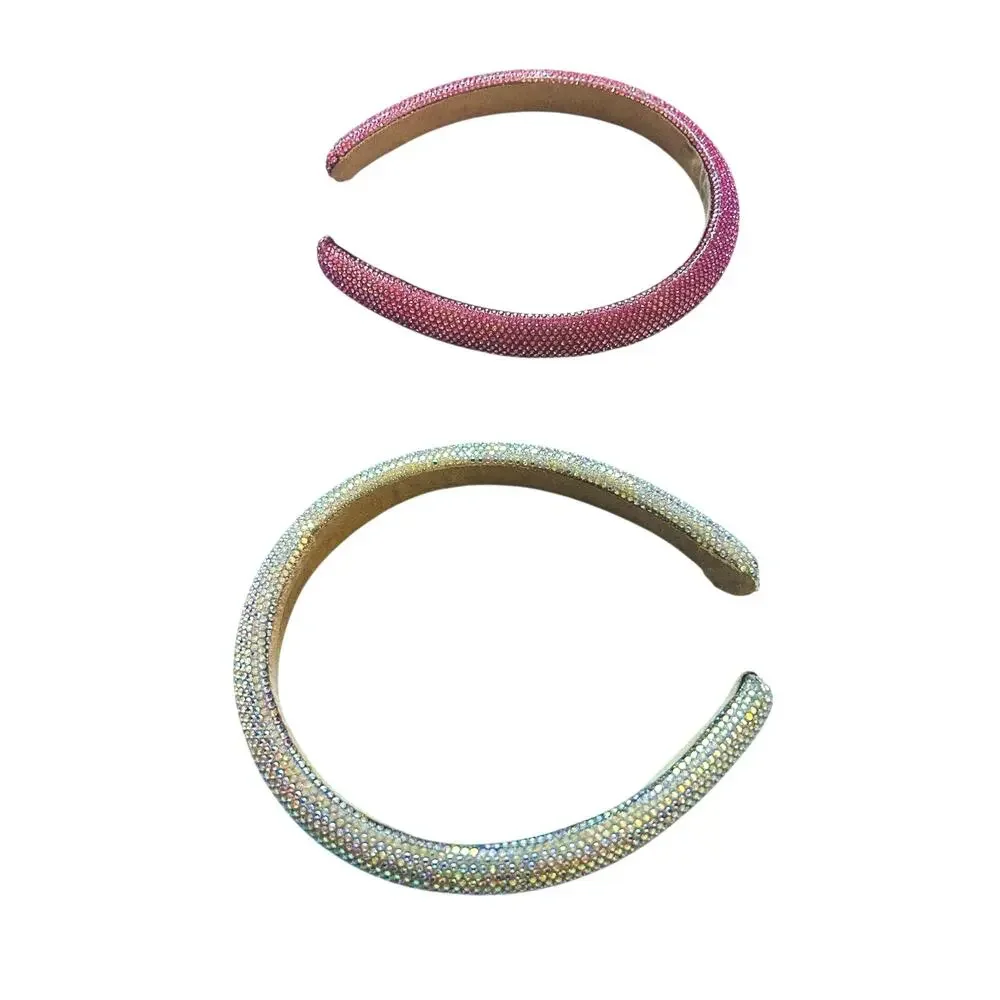NWOT Rhinestone Headband Set Pink & Silver 2 Pack Padded Glam Bundle